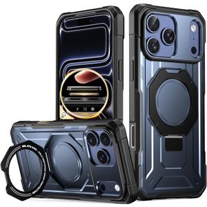 Poetic Spartan Case with Ring Stand for iPhone 17 Pro Max, [Camera Control Button][Magsafe Compatible], Full Body Rugged Shockproof Protective Cover Case, Midnight Blue