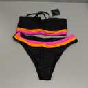 ZAFUL Women's High Cut Bandeau Bikini Set Strapless Solid Color 2 Pieces Bathing Suit Swimsuit (Large, 5-black Red)