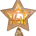 GHOSTMAGIC 3D Wooden Nativity Christmas Tree Star Topper Lighted, LED Xmas Decor Ornaments for Indoor