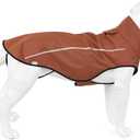 Mile High Life Dog Raincoat, Adjustable Waterproof Reflective Rain Jacket for Small Medium Large Dogs, Lightweight Breathable Pet Rain Coat with Leash Hole(Brown,M Chest 26-32")