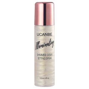 UCANBE Shimmer Dewy Setting Spray Glowing + Makeup Setting Spray 2 in 1 Lightweight Formula for a Radiant Glow, Long-Lasting Face Mist for Face Body, 4 Fl Oz #Platinum