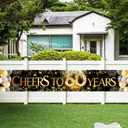 60th Birthday Decorations - Happy 60th Birthday Banner, Extra Large 118"x20" Black & Gold Party Sign for Men & Women, Over The Hill Party Decor, 6m Ribbon, 4 Brass Grommets, Indoor/Outdoor Use