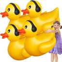 Hungdao 4 Feet Giant Inflatable Duck Pool Float Huge Funny Rubber Duck Large Blow up Inflatable Floatie for Summer Beach Swimming Pool Party Decoration (1 Pack, Earphone)