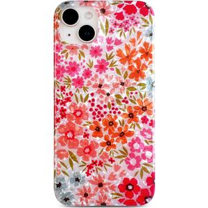 Qokey for iPhone 15 Plus/14 Plus Case 6.7 inch,Cute Flower Design for Women,Shell Pattern Soft Bumper Lightweight Fit Shockproof Phone Cover,Pink Floral