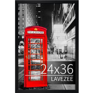 Lavezee 24x36 Poster Frame Black Display 24 x 36 Inch Photo Picture Frame for Wall, Metal 24 by 36 Frame for Wedding Christmas Birthday Thanksgiving Mother's Day