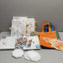 5 Sets Printed Canvas Paint Art 5 Pcs Wooden Easel Set Paint Pots and Brushes and 5Pre Drawn Canvas Panel 5 Pcs Mini Apron and Tote Bag for Kids(Animal)