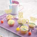 2 x Gyufise 24Pcs Happy 30th Birthday Cupcake Toppers Glitter Thirty 30 Fabulous Vintage 1995 Cupcake Picks for 30th Birthday Wedding Anniversary Party Cake Decorations Supplies Gold