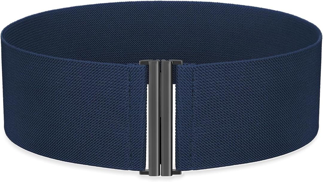SANSTHS Women Wide Elastic Belts for Dresses Corset Waist Belts Ladies Cinch Belts Thick Stretchy Waistband (Fit Waist Size 24-27 Inches, Navy)