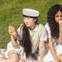 Embroidery Beret Hat with Bow-Knot Nautical Style Uniform Hats Captain Cap Yacht Boat Sailor for Women (Head Circumference 56-58 cm/22-22.8 inch) (White)