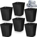 Eccliy 6 Pack 1.6 Gallons Trash Can Small Bathroom Plastic Trash Can with 3 Rolls of Bags for Bedroom Home Office Living Room Kitchen(Black,6)