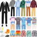 12 Pcs Doll Clothes and Shoes for Boy Dolls, 2 Sets Suit 2 Short Sleeves 2 Shorts 2 Beach Pants 4 Shoes, Fashion Casual Outfits for 11 inch Boy Dolls Brithday Gift, in Random