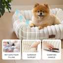 Bedsure ComfyFleece Cute Dog Bed Medium Size Dog - Washable Furry Puppy Beds, Rectangle Orthopedic Corduroy Fleece Pet Beds with Removable Zipper Cover, 30x24x8inches, Cream