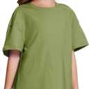 CharmWM Girls Fashion T Shirts Raw Hem Oversized Summer T Shirt Short Sleeve Tops Tees Shirt 5-14 Years (Green)