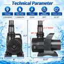WaterRebirth 850W 12000 GPH Pond Pump, Ultra Quiet Heavy Duty Submersible Water Pump for Koi Ponds, Fountains, Aquariums & Waterfalls, 20.3 ft Power Cord, UL Listed