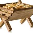 Menkxi Baby Jesus Manger Ornament Wooden Manger with Natural Hay Jesus Nativity Scene Decoration Religious Christmas Decoration Mini Manger for Indoor Nativity Scene