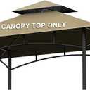 Grill Gazebo Replacement Canopy Top - AONEAR 5'x8' Outdoor BBQ Tent Roof Cover Double Tiered Outdoor Grill Shelter Fit for Model L-GG001PST-F (Khaki)