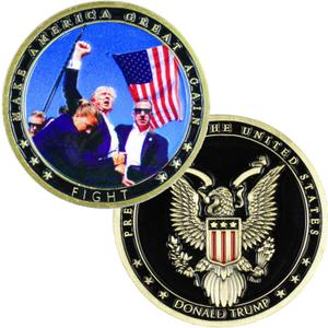 Trump Challenge Coins 2024 Trump CollectiblesTrump Fighting for America Gold CoinTrump CoinTrump Merchandise (Black)