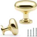 10 Pack Polished Brass Cabinet Knobs 1-1/7 Inch(29mm) Diameter Shiny Polished Gold Round Drawer Knobs Solid Zinc Alloy Dresser Kitchen Cupboard Bathroom Furniture Hardware