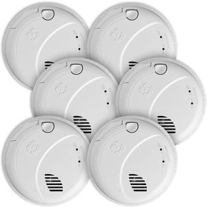 First Alert SMCO100V-AC, Interconnect Hardwire Combination Smoke & Carbon Monoxide Alarm with Battery Backup and Voice & Location Alerts, 6-Pack