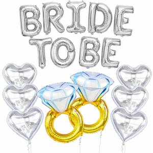 KatchOn, Silver Bride To Be Balloons Set - Pack of 17 | Bride Balloons for Bachelorette Party Decorations, Bride To Be Decorations | Bachelorette Balloons for Bridal Shower Decorations Bridal Sign