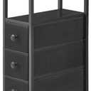 DALEMHOME End Table, Narrow Side Table with 3 Fabric Drawers, Slim Nightstand, Small Bedside Table with Storage, Living Room, Bedroom, Black HKET1300BK