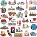 Konohan 30 Pcs San Francisco Souvenirs Gifts San Francisco Magnet for Refrigerator City Magnetic Refrigerator Stickers for Home Decoration