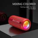 Ortizan Portable Bluetooth Speaker: IPX7 Waterproof, 24W Loud Sound, Deep Bass, Bluetooth 5.3, LED Lights, Wireless Stereo Pairing, 30H Playtime, for Home/Outdoor/Party/Beach, Birthday Gift (Red)