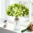 50 Pcs Faux Green Mix Hydrangea Artificial Flowers Bulk, Fake Silk Hydrangea Flowers Heads with Stems for Wedding Decorations Garden Party Baby Shower Porch Home Decor Table Centerpieces