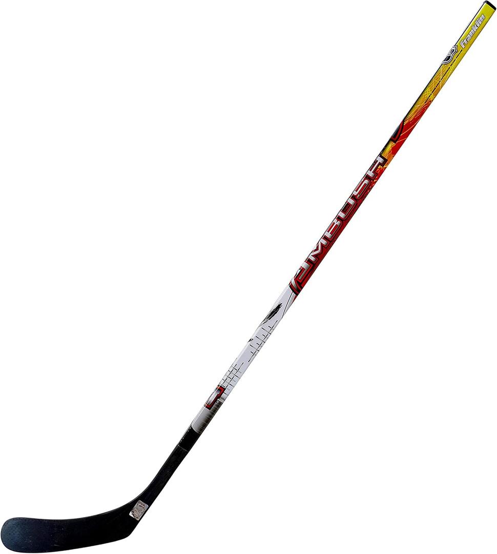 Franklin Sports Street Hockey Sticks - Ambush Youth Street Hockey Stick - Wood and Fiberglass Shaft - ABS Blade - One Piece Stick - 46" Left Handed