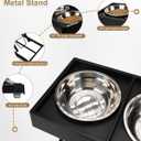Taglory Metal Elevated Dog Bowls Stand for Large Breeds, 9 Height-Adjustable Raised Dog Bowl with 2 Stainless Steel Bowls(6 Cup), Anti-Slip Pads, 9" to 17.5", Black