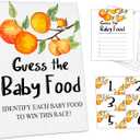 Guess the Baby Food Party Games, Baby Shower Game Set, 1 Standing Sign + 25 Answer Cards + 6 Number Cards, Little Cutie Gender Reveal Party Decorations Supplies -A07, Medium, Small