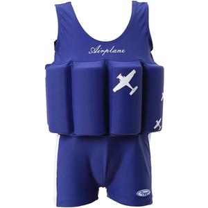 Toddler Kids One-Piece Float Swimsuit with Adjustable Buoyancy UPF 50+ Sun Protection for Beach Pool Boys Girls Blue 5-6years