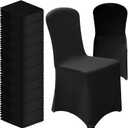 Vencede 50pcs Black Stretch Spandex Chair Cover, Chair Covers for Wedding, Universal Fitted Chair Cover Protector for Party, Banquet, Event, HotelBlack