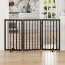 Dog Gate for Doorways 32" Tall Freestanding Dog Gate for Stair Foldable Pet Gate for Dogs Indoor (Brown,3 Panel)