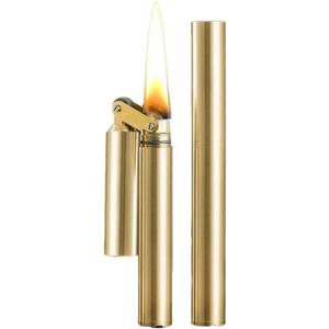 Vintage Trench Lighter, Cool Copper Lighter, Windproof Brass Lighters for Men Dad Husband (Fuel Not Included), Glod