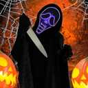 Ghost Face Mask,Halloween Screm Mask LED Scary Skull Mask Horror Full Head Masque Decorations Costume Creepy Cosplay