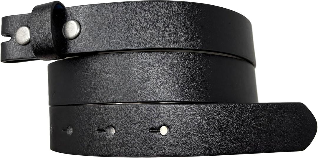 BC Belts Womens Thin Leather Belt Strap with Smooth Grain Finish 1" Wide with Snaps (X-Large (38-40), Black)