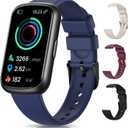 RUXINGX Fitness Tracker Watch for Men/Women, SmartWatch with Sleep/Activity Tracker, Heart Rate Monitor with 20+ Sports Modes, Android Smart Watch for Phones, Smart Fitness Watches for Women/Men (Black-Navy Blue)