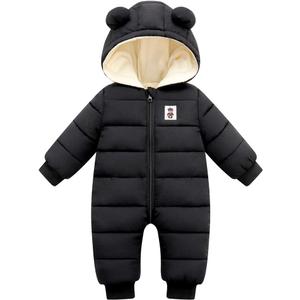 Cute Baby Boys Snowsuit New Born baby girls Winter Coat Toddler Clothes (Black)