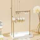 Jenseits Jewelry Organizer Stand with Ring Holder - 3-Tier Gold Jewelry Holder Tower with Velvet Tray, Necklace Holder, Bracelet & Earring Display Stand for Women, Gift for Her