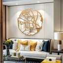 Pregaspor Round Wall Mirrors Decorative, 31.5'' Irregular Frame Gold Mirror for Wall Decor, Large Wall Mirror for Living Room, Entryway, Bedroom