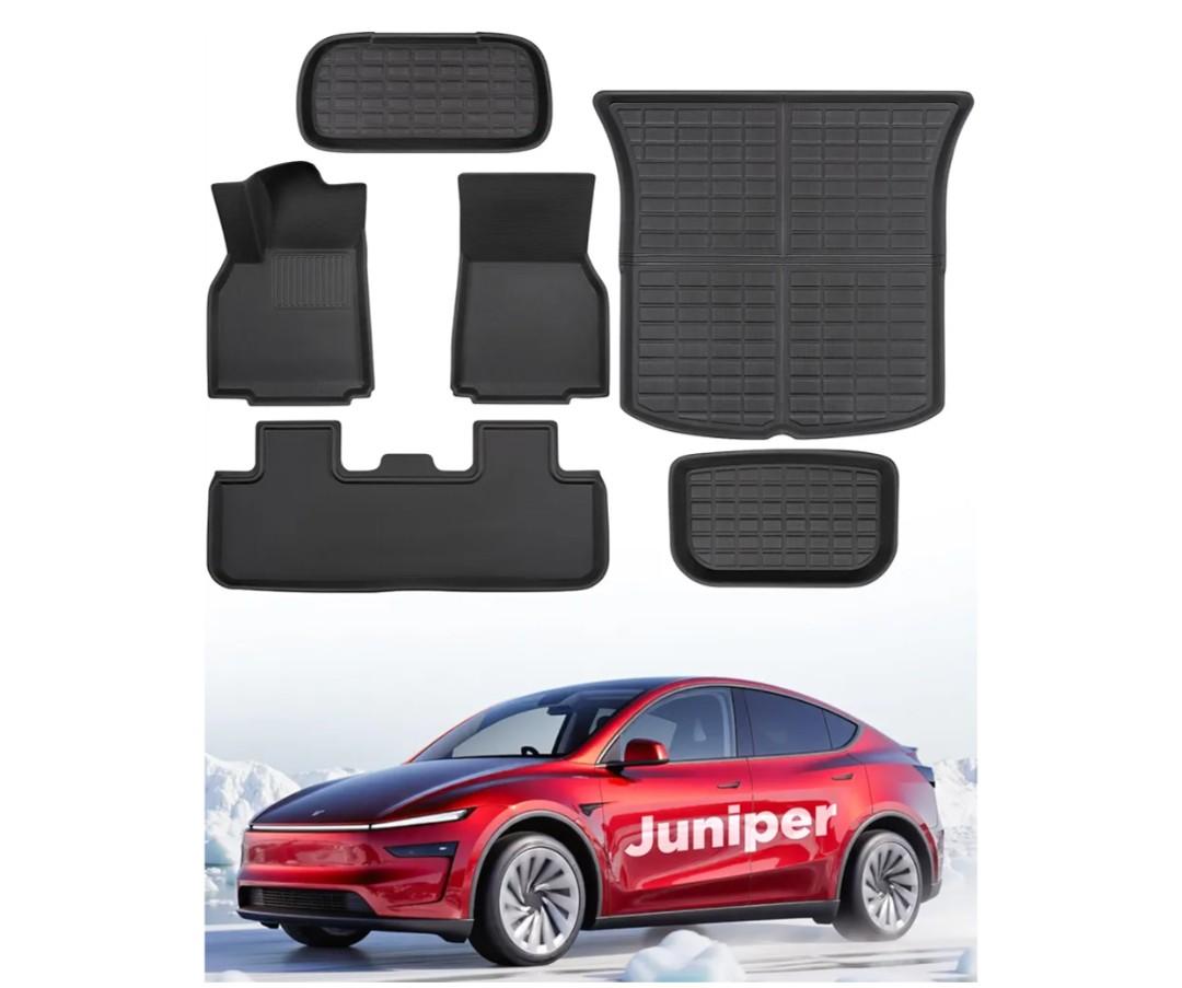 TAPTES New Model Y Juniper Floor Mats 2025 2026 | All-Weather Car Full Set | Front Rear Floor Liner Cargo Liners Trunk for Tesla Model Y | Rubber Carpet Interior Accessories 5 Seater | 6 PCS