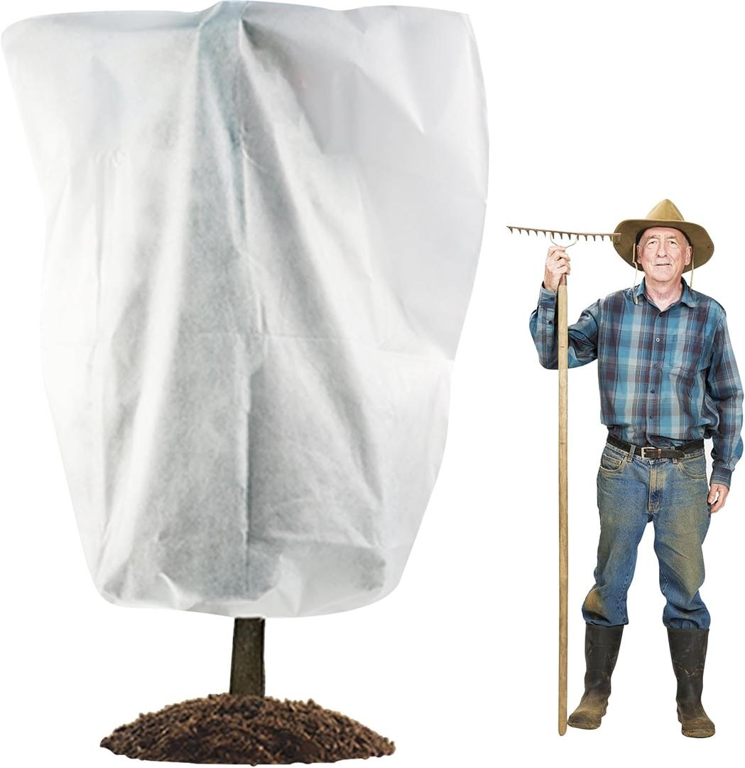 Plant Covers Freeze Protection - Shrub Cover, Winter Tree Cover with Drawstring for Season Extension & Frost Protection, White (1 Pack, 84x72 in)