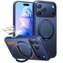 TORRAS Upgrade 360 Magnetic Stand for iPhone 17 PRO Case with Camera Control Button, Fit for MagSafe, Mil-Grade Protection, Slim Soft Edge Translucent Back for iPhone 17Pro 6.3 inch, Deep Blue