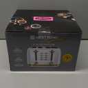 West Bend Timeless 4-Slice Toaster with 7 Browning Levels, Bagel/Waffle/Defrost Settings, High-Lift Lever, Anti-Jam, Easy-Clean Crumb Tray, 4-Slice, White/Gold