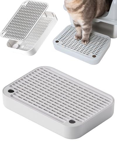Litter Box Ramp, Litter Box Step, Mesh-Style Filter Tray, Easy Clean Removable Washable PP Pedal, Non-Slip Low Entry for Kittens, Small & Elderly Cats