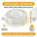 Bekhic Double Sided Tape Heavy Duty, Clear Mounting Tape Nano Double Sided Adhesive Tape,Picture Hanging Adhesive Strips (9.85FT)