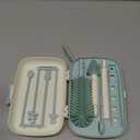 Momcozy Bottle Brush Set - Baby Bottle Cleaner Kit with Silicone Brush, Nipple Brush, Straw Brush, Soap Dispenser, Drying Rack - 7 in 1 Bottle Cleaning Tool for Home and Travel, Green (Classic Style)