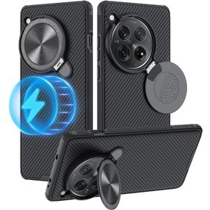 Nillkin for OnePlus 12 Magnetic Case with Kickstand, Compatible with Magsafe, CamShield Prop one Plus 12 5G Case with Camera Cover 6.82 inch (Black)