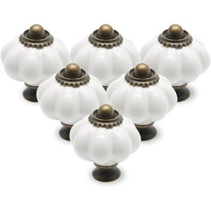 12pcs White Vintage Ceramic Cabinet Knobs, Dresser Drawer Door Pulls with Mounting Screws